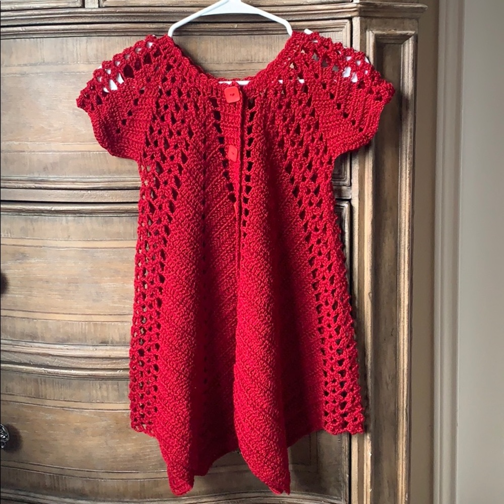 Handmade Knitted Red Top
